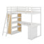 Lit mezzanine simple avec échelle, tablettes et bureau