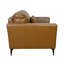 Fauteuil en cuir beige avec coussin inclus, pieds en métal, assise entièrement en mousse, rembourrage ferme, hauteur 86 cm, capacité de charge 100 kg, assise et dossier de type selle, densité D28, largeur 102 cm, charge maximale