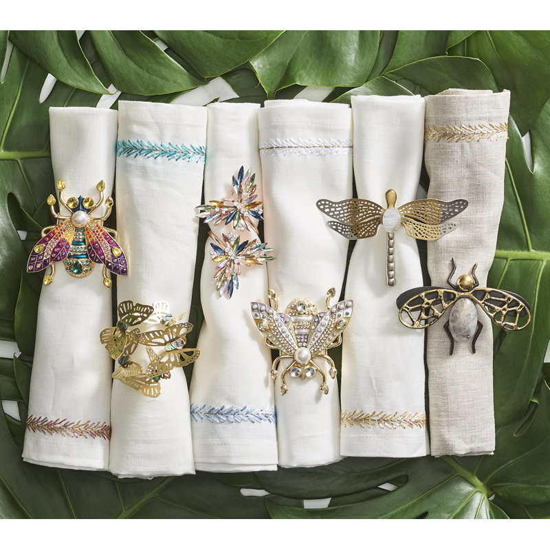 Glam Fly Napkin Ring, Ivory/Gold/Silver