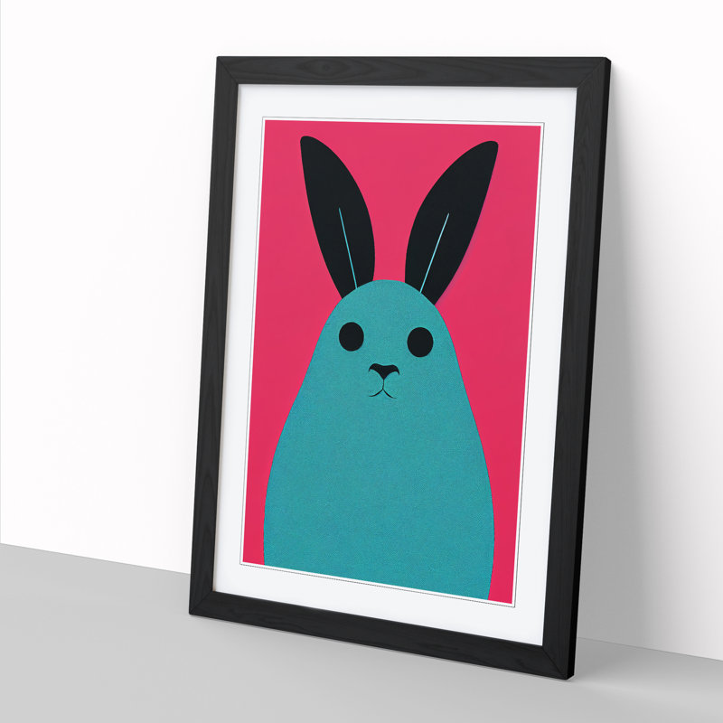 Rabbit Minimalism Vol.2 - Single Picture Frame Print, Black, 64cm H x 46cm W x 2cm D