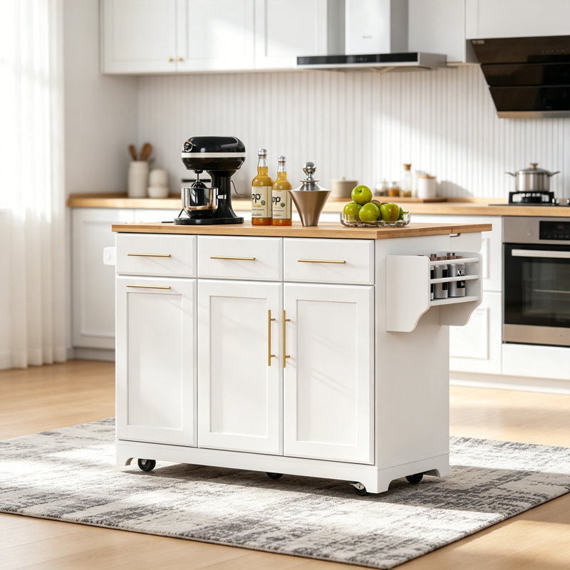 Kitchen Island Storage Cart With Drop Leaf