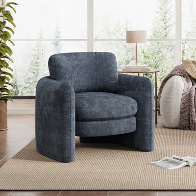 34.1" Wide Modern Chenille Upholstered Barrel Accent Chair