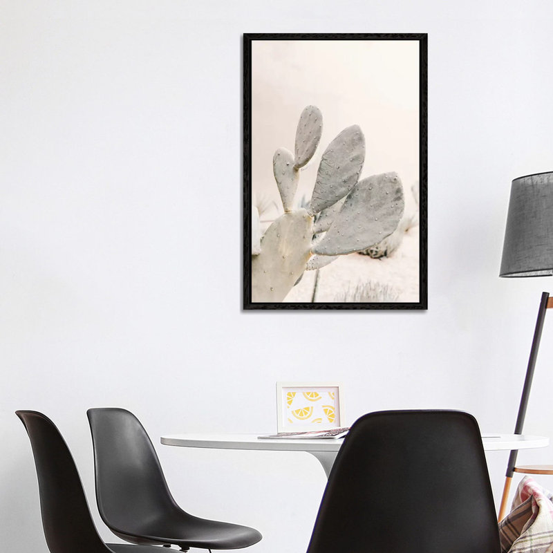 Neutral Cactus - Print on Canvas, Black Framed, 101.6cm H x 66.04cm W x 3.81cm D