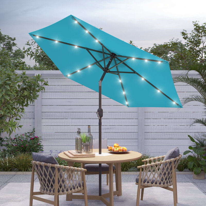 Parasol de marché éclairé 90 po Doras, Bleu lac