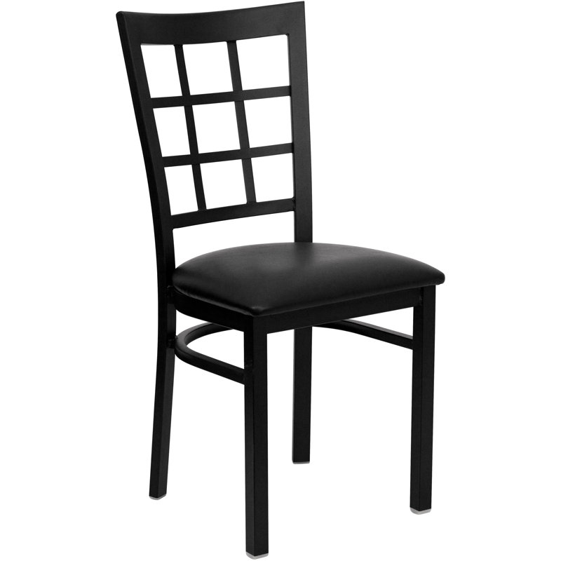 Chaise de restaurant en métal Prompton Modern, Vinyle noir