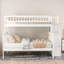 Lit simple superposé au dessus d'un lit double avec rangement, pin blanc pour plus de stabilité et de rangement