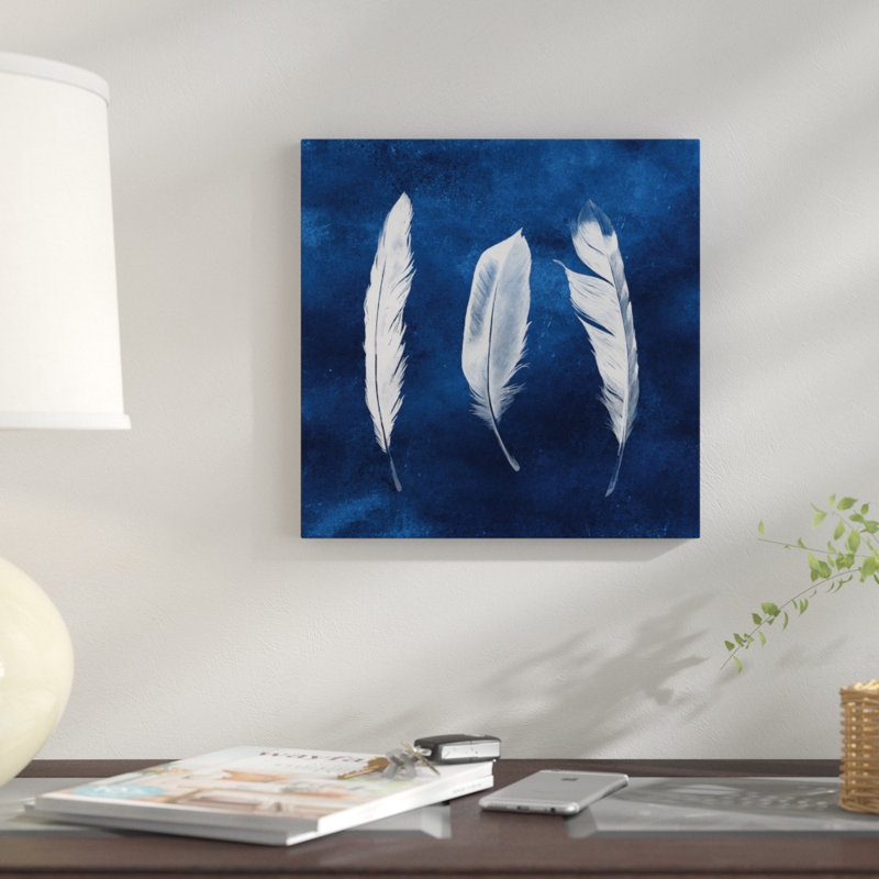 Reproduction d'art graphique sur toile «Cyanorph Feathers II», H 18 po x l 18 po x P 1,5 po, Toile tendue, Pas de tapis