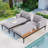 Vianette  Outdoor Patio Daybed Metal Double Chaise Lounge with Side Wood Tabletop for Drinks-321703144-321703157