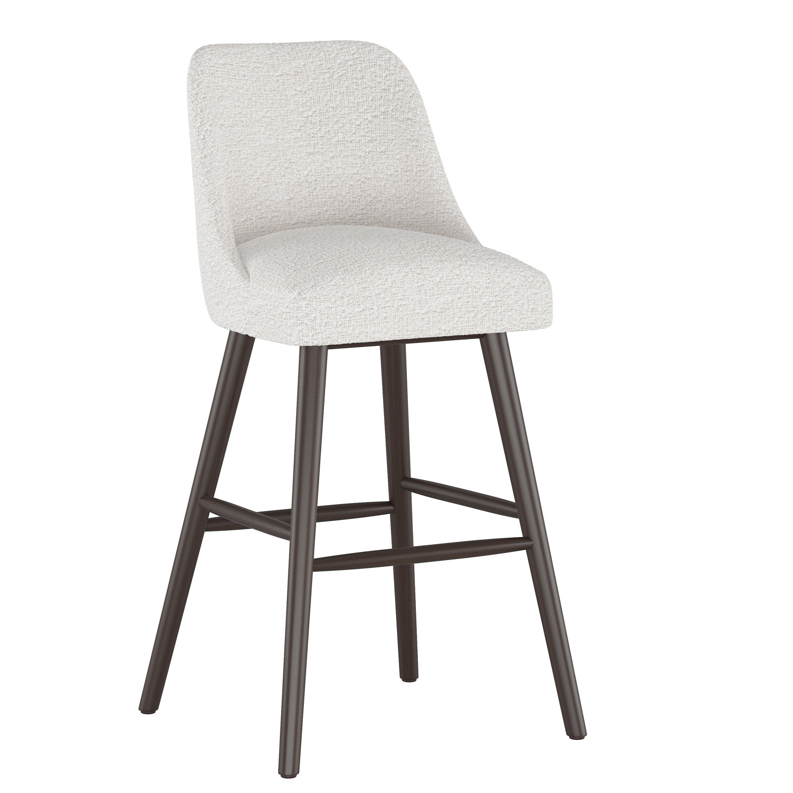 Gallie Mid-Century Modern Stool, Bar Stool (31” Seat Height), Espresso, Classic Snow Boucle
