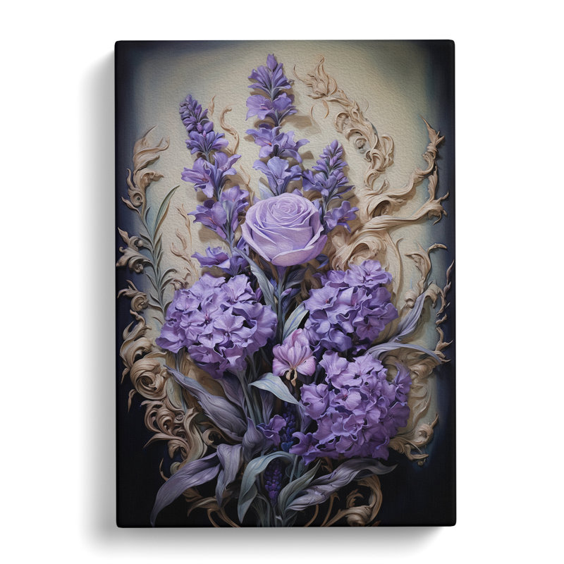 Lavender Flower Baroque No.3 - Wrapped Canvas, 50cm H x 35cm W x 3cm D