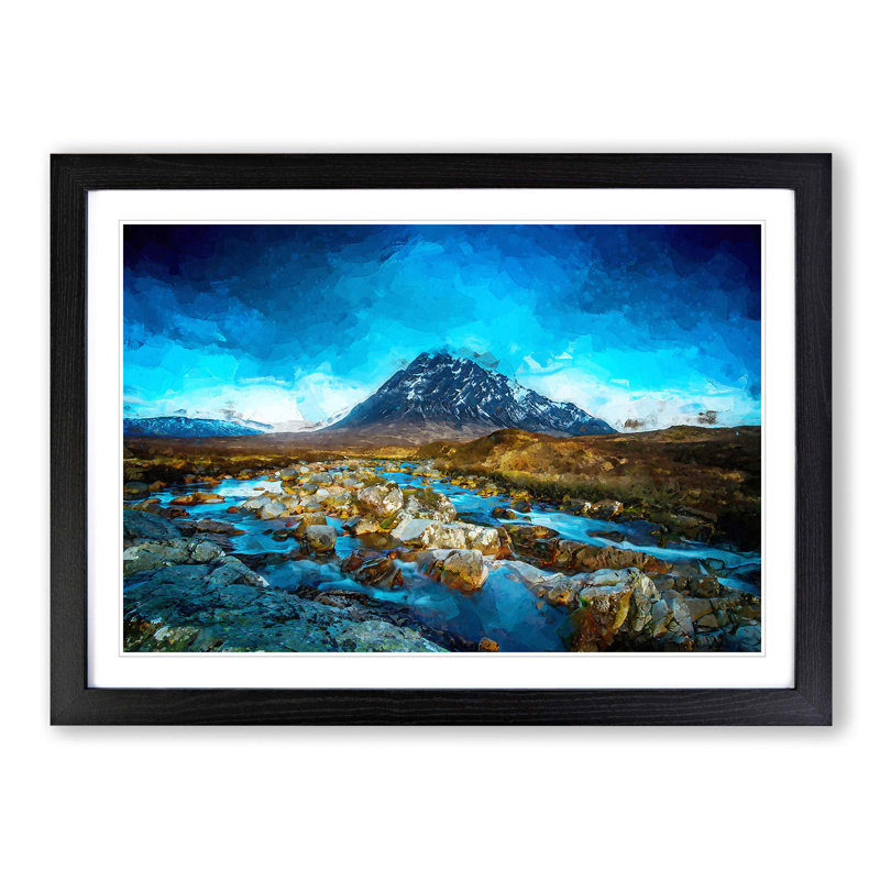 Glencoe in Scotland - Picture Frame Graphic Art Print on MDF, 27cm H x 36cm W x 2cm D, Black Framed