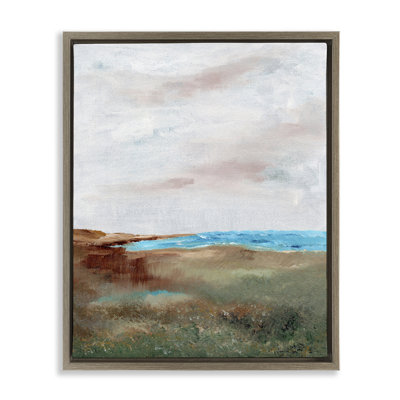 «Seascape Brushed Landscape», art mural encadré flottant par Nikita Jariwala