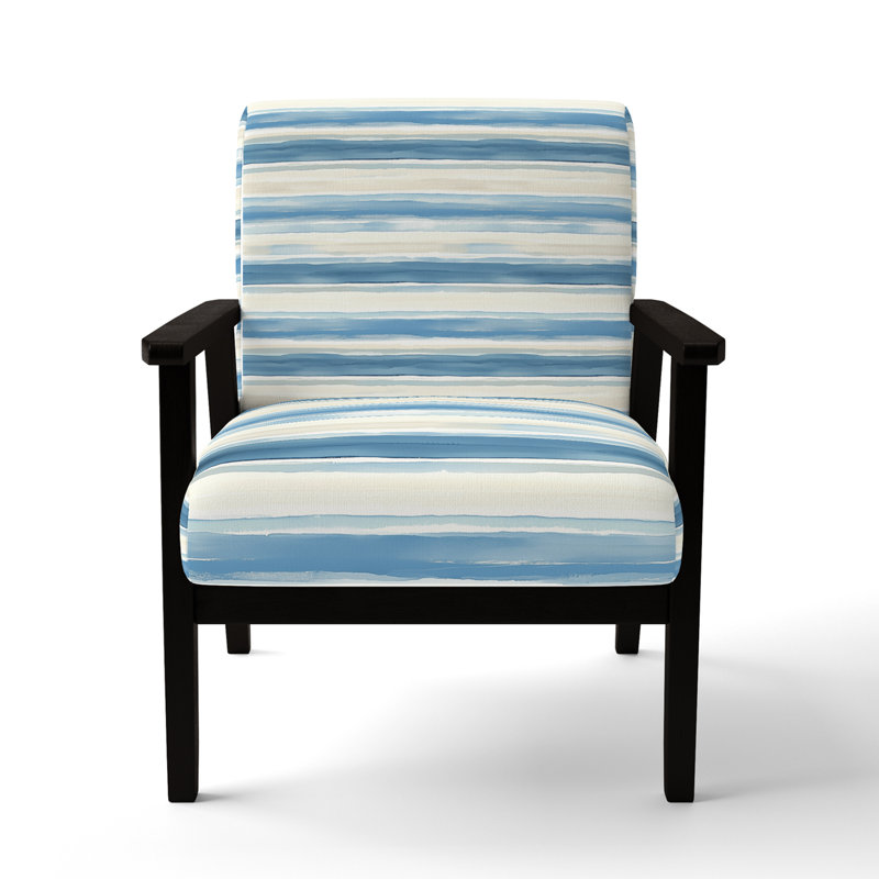 Chaise rembourrée Modern - Fauteuil Calm Horizon Blue, Accoudoirs carrés noirs