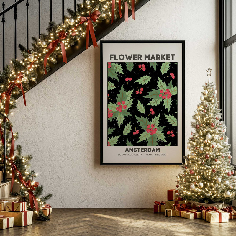 «Holiday Flower Market II», reproduction sur toile, Cadre flottant doré, H 48,75 po x l 32,75 po