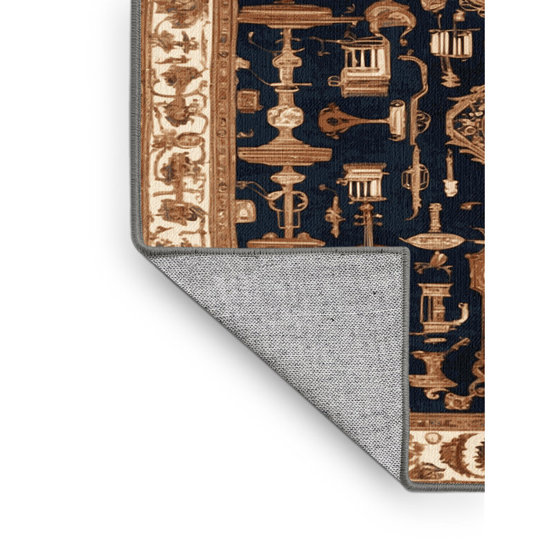 Tapis brun français lavable à la machine, Rond 7 pi