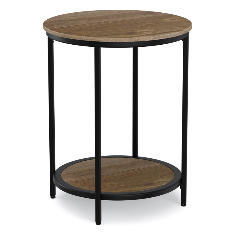 Table de bout ronde en métal 18 po Jenna, Noir, Gris chaleureux