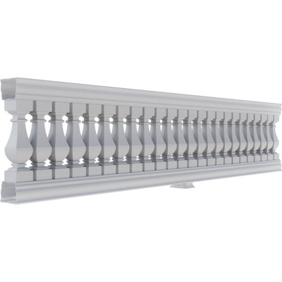 Fiberthane 700 Series Arcadian Unassembled Balustrade Railing Kit, 32 1/2" Overall Height x 12'L. Kit includes (20) 5"W x 20"H Arcadian Balusters, (1) 144"L Top Rail, (1) 144"L Bottom Rail, (4) Railing Installation Brackets & 1 Support Block