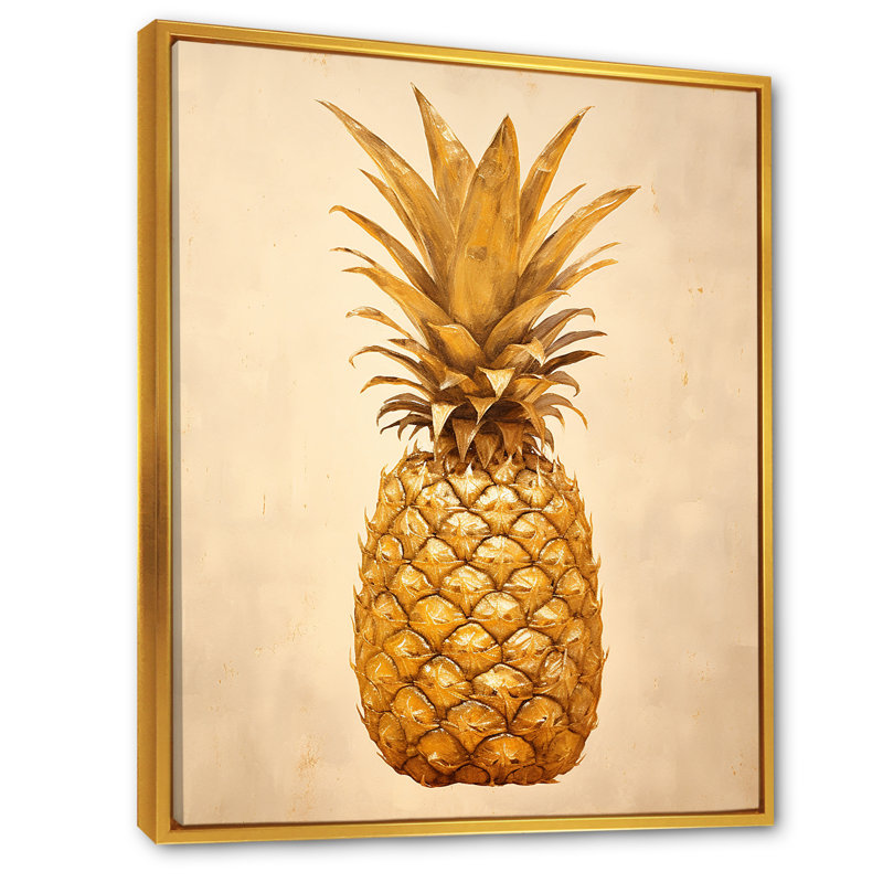 Pinapple Golden Grove II sur toile, H 32 po x l 16 po x P 1 po, Cadre flottant doré