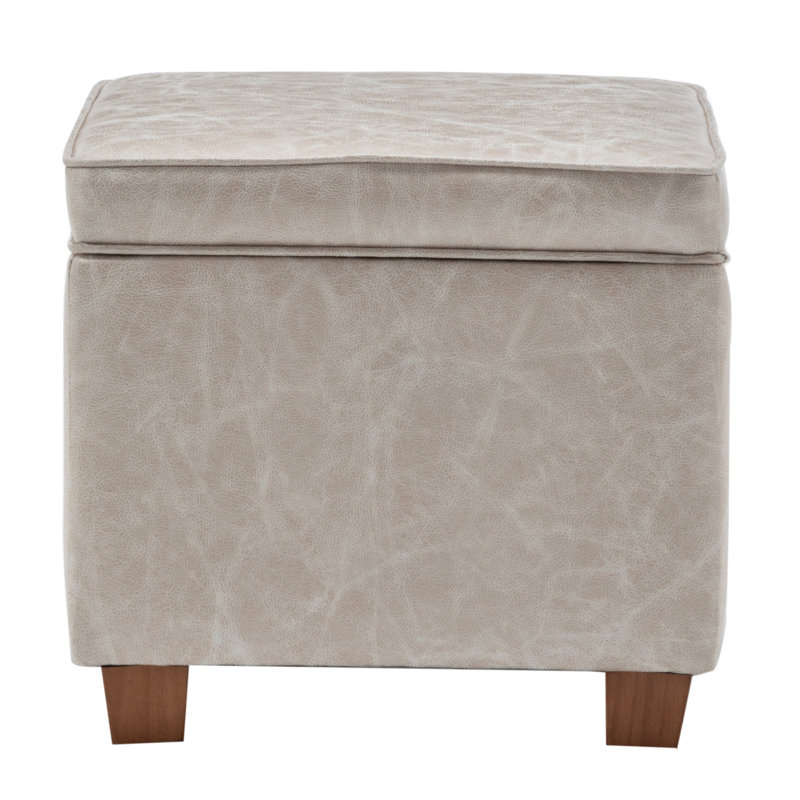 17.5" Square Storage Ottoman With Lift-Off Lid Wooden Legs For Living Room/Bedroom/Entryway
