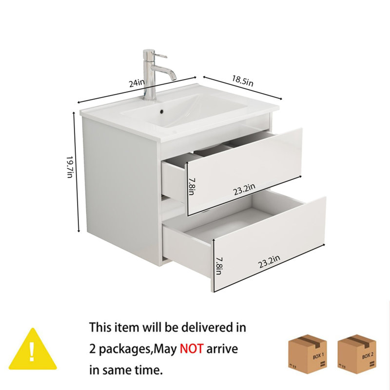 Bathroom vanity with sink assembly, 24"