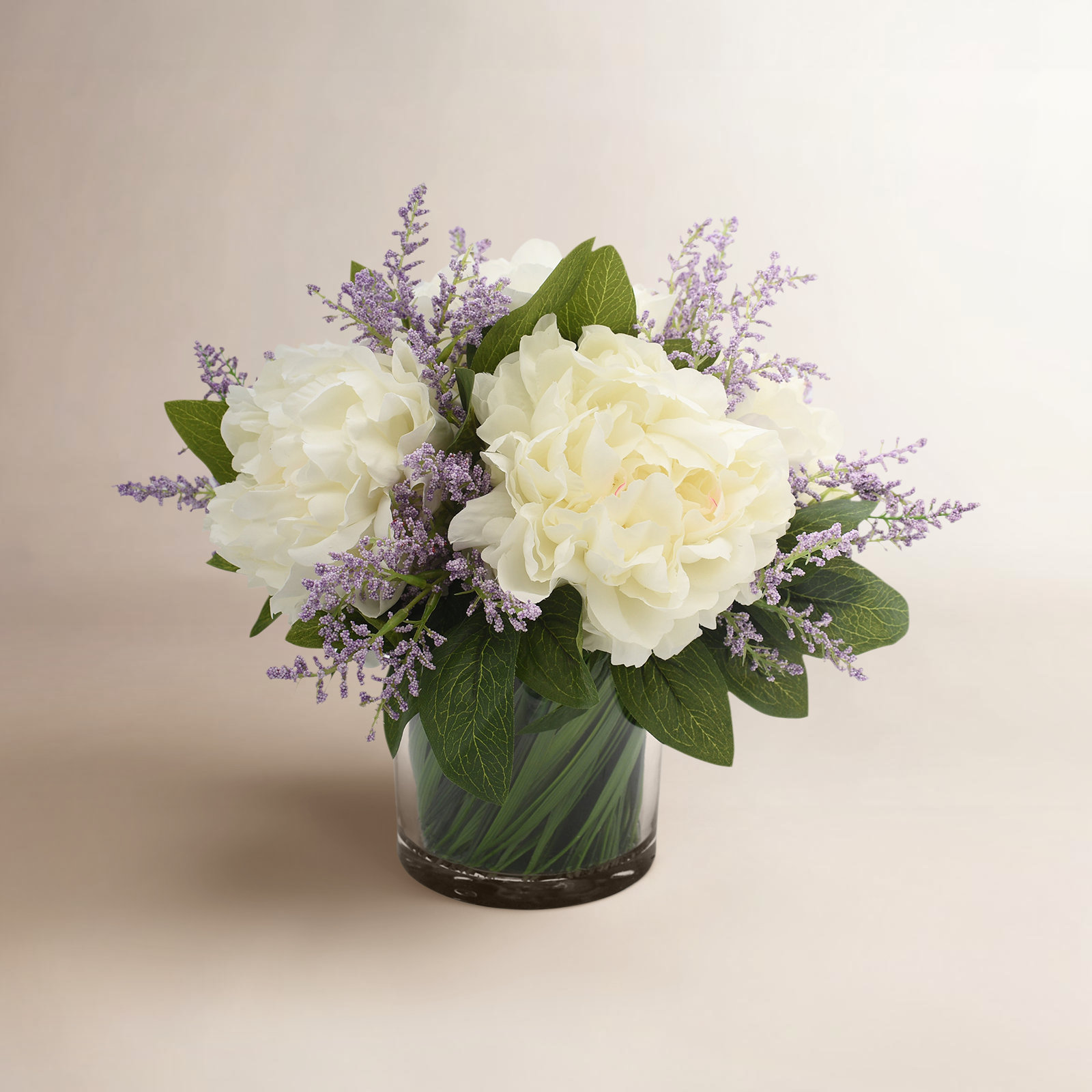Ferdinand Peony Floral Arrangement, Purple/Cream