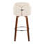 Tabouret de bar à hauteur fixe avec pivot en bois de noyer et similicuir crème avec repose-pieds rond chromé - ensemble de 2-1858349344