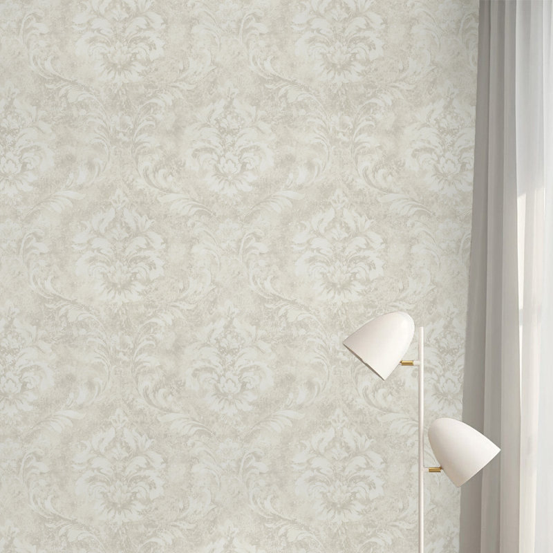 Rouleau de papier peint rétro damassé traditionnel, Gris chaleureux