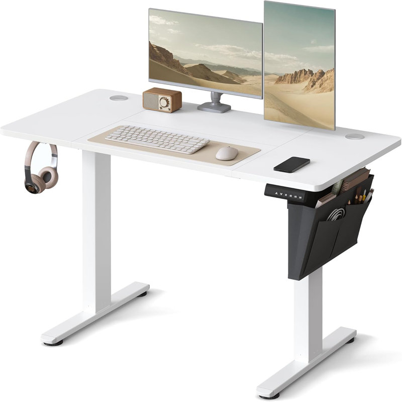 Metal Base Standing Desk with Power Outlet