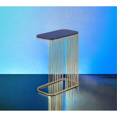 Table d'appoint bleue et dorée avec utilitaire de présentation exceptionnel à des fins extraordinaires