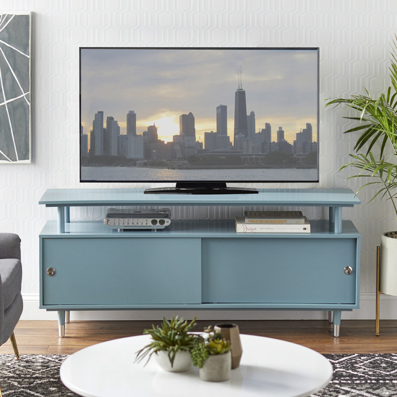 Camylle TV Stand for TVs up to 70", Antique Blue/Silver