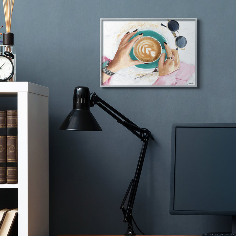 Tasse à café Fashionista, détail glamour cappuccino, H 16 po x l 20 po, Estampe numérique Farmhouse