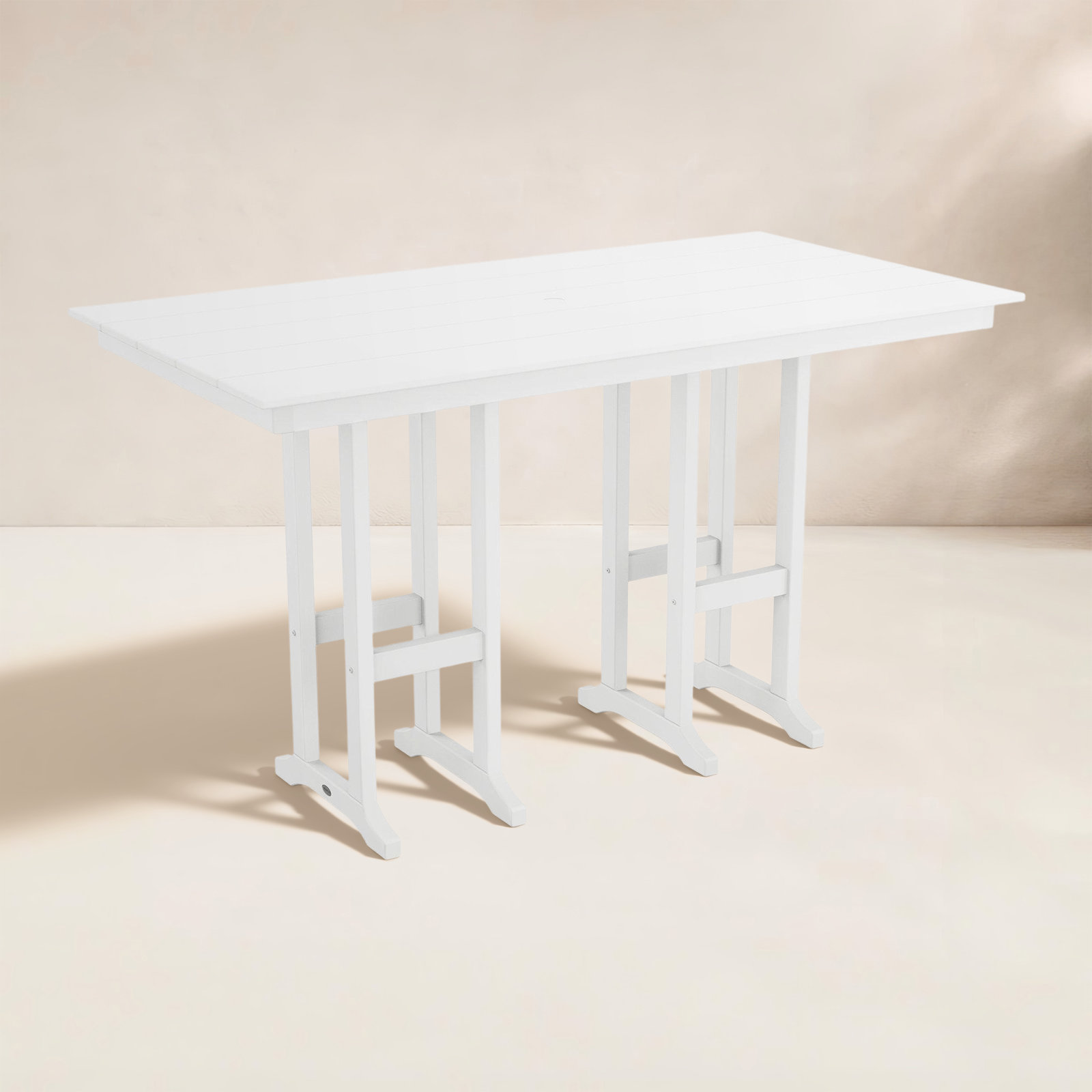 POLYWOOD® Tables Patio Dining Table, White, 29.06"H x 37.72"W x 72"L