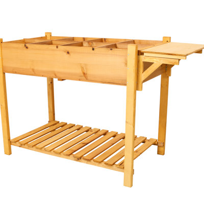 Gardening Bed With Foldable Table And Fabric Liner For Optimal Plant Growth Planting Side Storage Needs