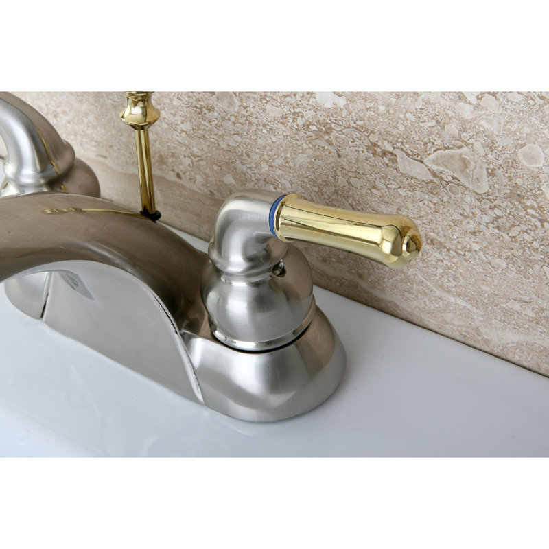 Robinet de salle de bain central à 4 poignées à 3 trous à fixation sur le comptoir avec laiton escamotable Kingston