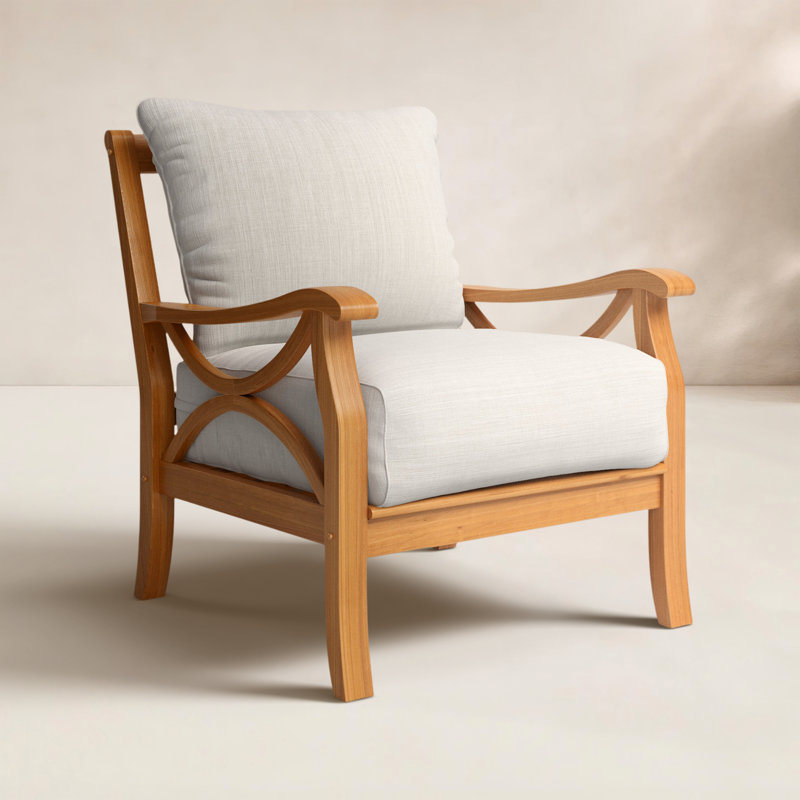 Brunswick Teak Patio Chair with Cushions, Natural, Beige