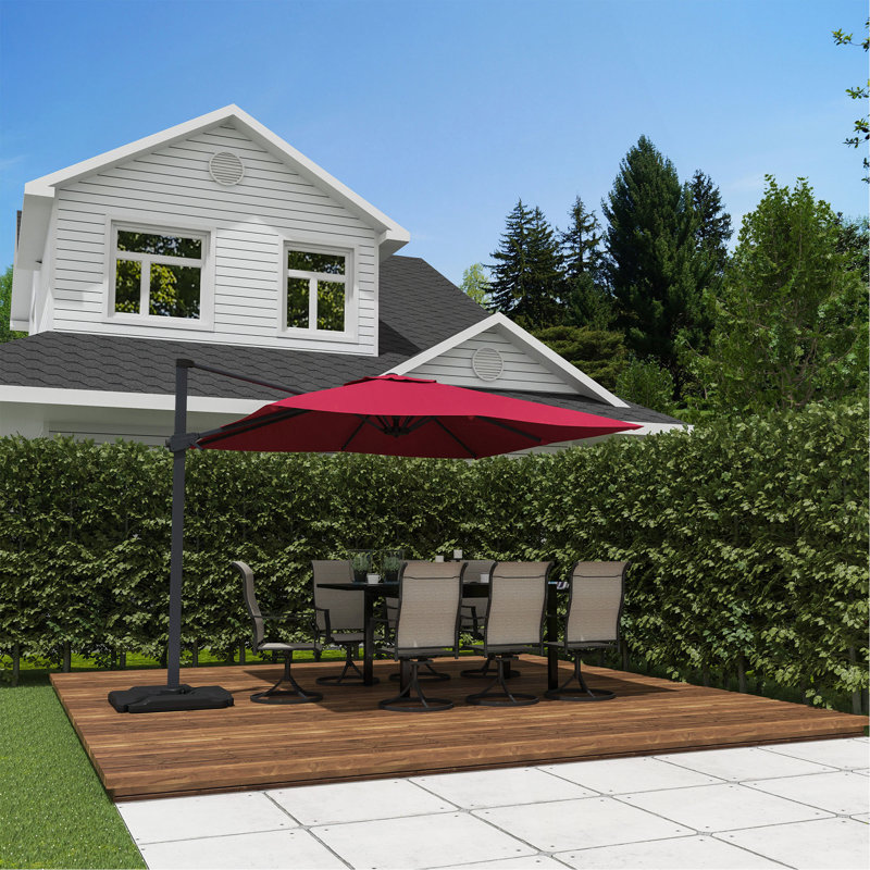 Parasol carré en porte-à-faux 10 pi en rouge