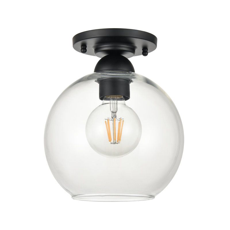 Plafonnier semi-encastré 1 lumière de large 7,75 po Soren - Noir mat, Noir, Oui