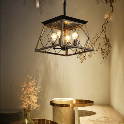 4- Vintage Antique Fixture, For Kitchen Dining Room Living Room, Rust And Corrosion , Adjustable Chain, Retro Feeling, Walnut Iron Lighting Antique, Rustproof & , Atmosphere, Lamp