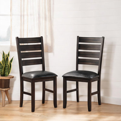 Ensemble de 2 chaises d'appoint rembourrées en similicuir avec structure en bois espresso, siège de salle à manger moderne, l 23 x H 40, noir mat