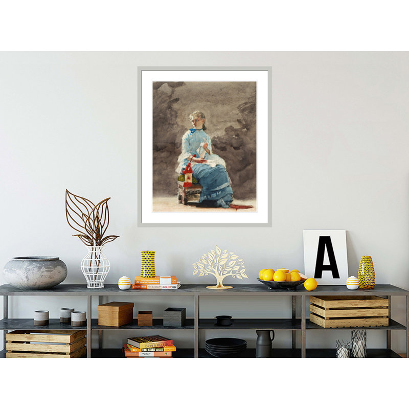 «Woman Sewing» par Winslow Homer - impression giclée encadrée, 40,05 po H x 33,5 po L