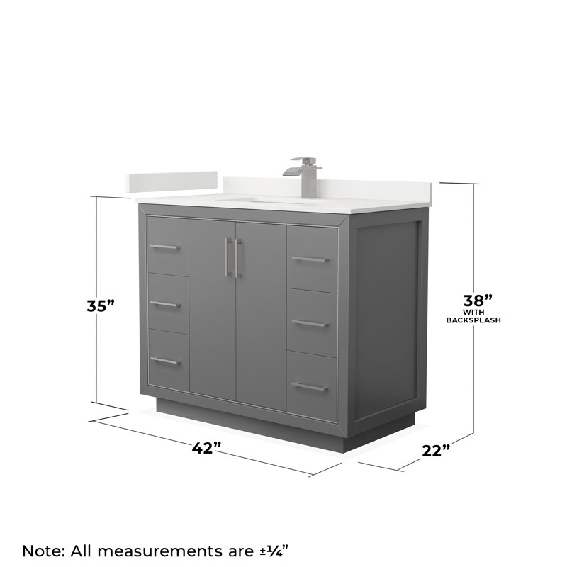 Icon 42'' W Single Vanity, Matte Black, Dark Gray, Giotto Quartz