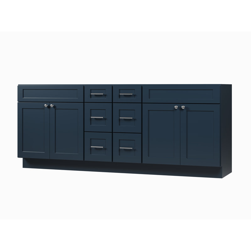 Disar 84" Double Bathroom Vanity Base Only, Blue