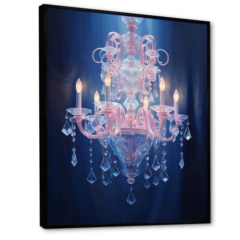 Rouet Chandelier Sublime Grace I, reproduction d'art sur toile, Cadre flottant noir, H 32 po x l 16 po x P 1 po