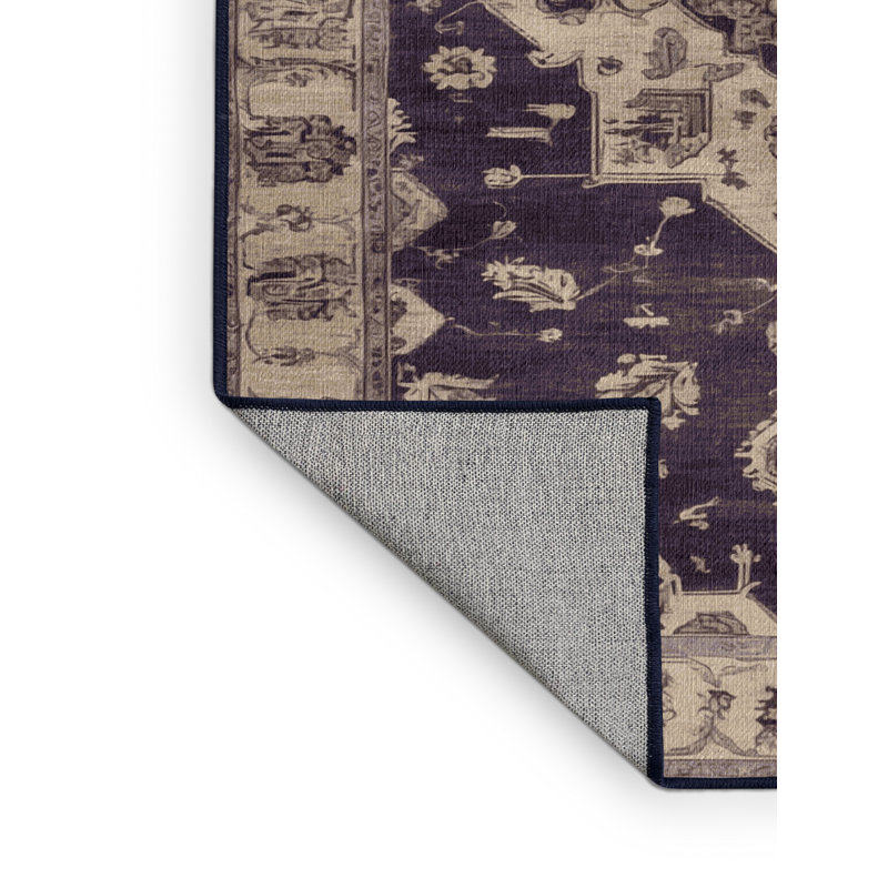 Tapis mauve lavable à la machine, Rectangulaire 2 pi x 3 pi