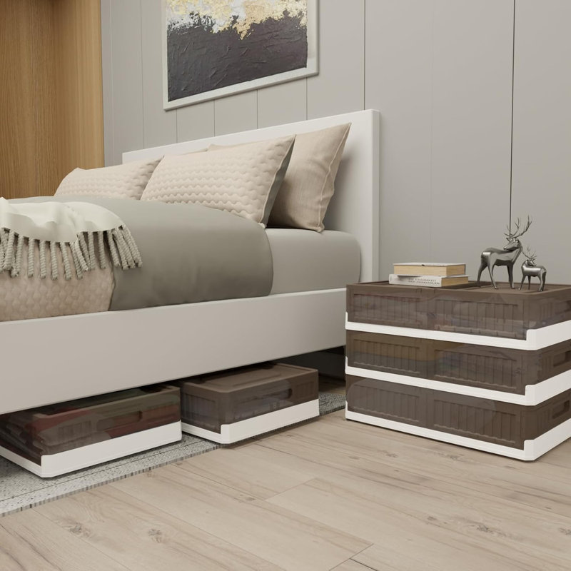 Belffin Under Bed Storage Containers, Under Bed Storage With Wheels(Brown 1 Pack)