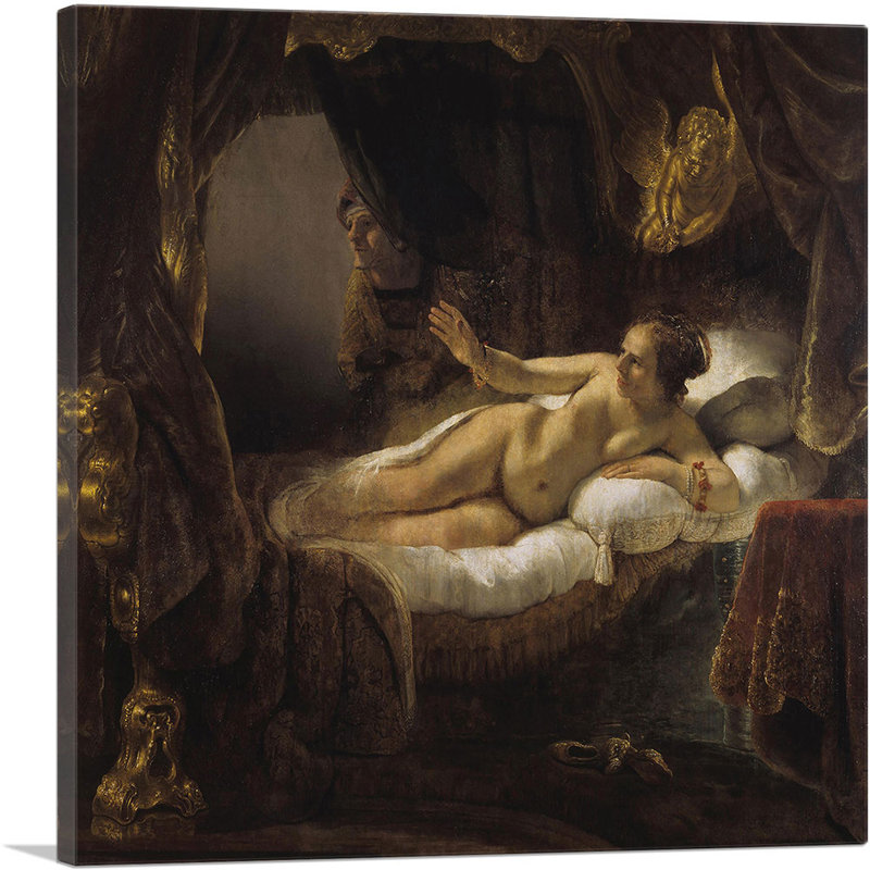 «Danae 1636» par Rembrandt van Rijn, reproduction d'art sur toile tendue, H 26 po x l 26 po x P 0,75 po