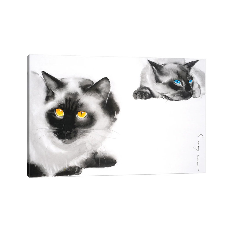 Cat Distancing by Soo Beng Lim - Wrapped Canvas Print, 30.48cm H x 45.72cm W x 1.905cm