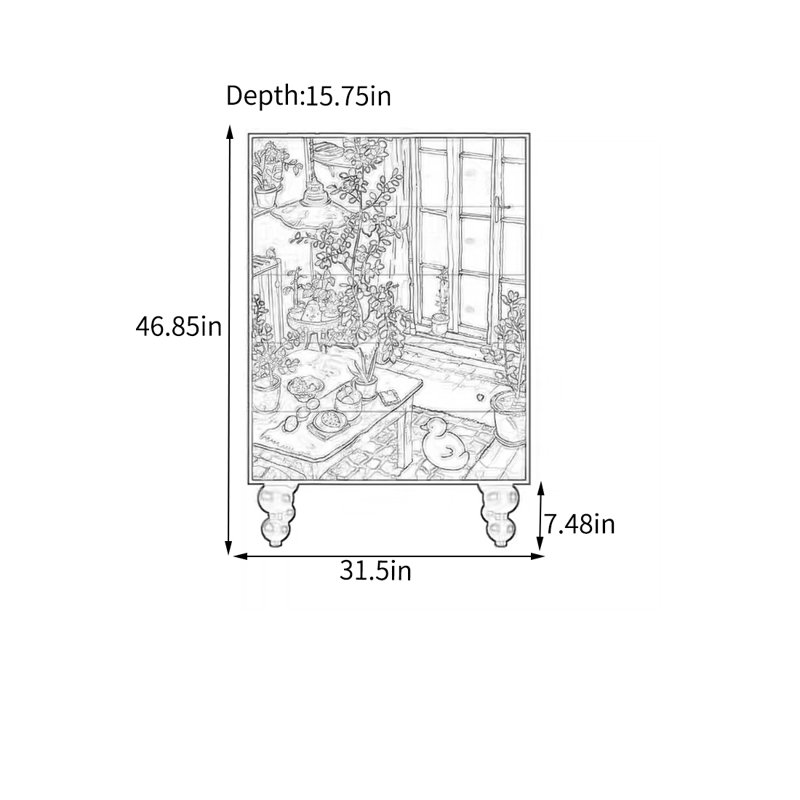 Élégante armoire de rangement à poignées simples avec tiroirs