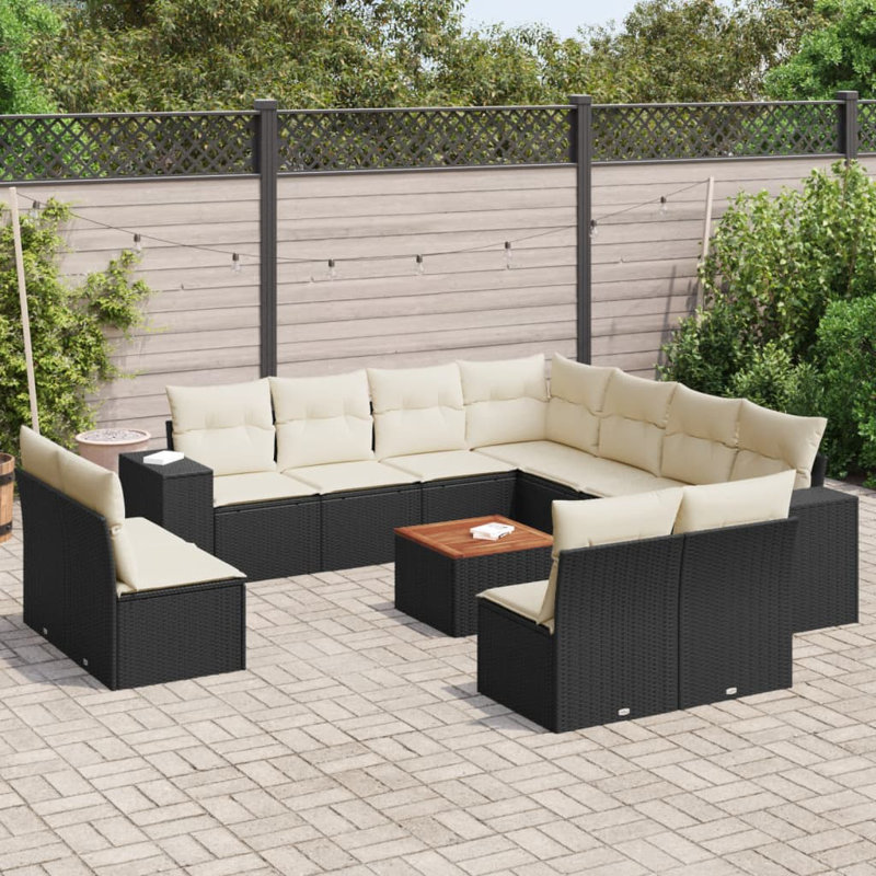 Vidaxl Garden Sofa Set Black, Cream White