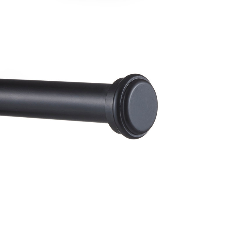 Tringle à rideaux simple réglable en fer 1 po Topper, 66 po à 120 po, Noir mat